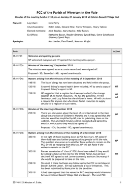 PCC Meeting Minutes