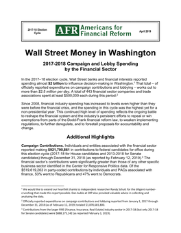 Wall Street Money in Washington Report Here