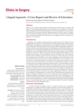 Lingual Agenesis: a Case Report and Review of Literature