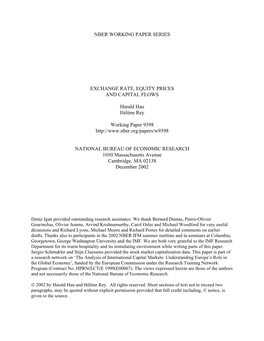 Nber Working Paper Series Exchange Rate, Equity