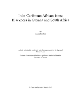 Indo-Caribbean African-Isms