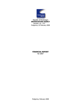 FINANCIAL REPORT for 2007