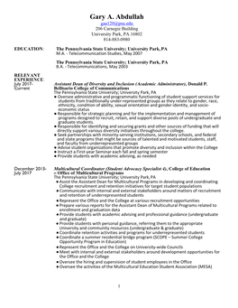 Gary a Abdullah Resume