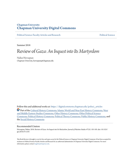 Review of <Em>Gaza: an Inquest Into Its Martyrdom</Em>