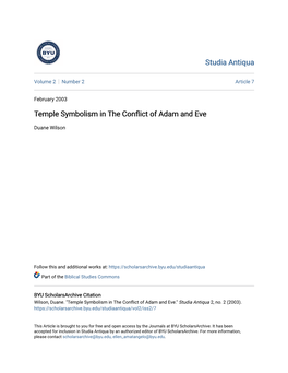 Temple Symbolism in the Conflict of Adam and Ve E