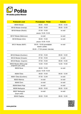 Poštanski Ured Ponedjeljak
