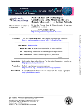 6) Dextran Antibody → Behavior of an Anti