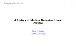 A History of Modern Numerical Linear Algebra