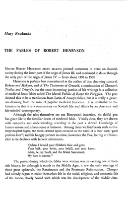 The Fables of Robert Henryson