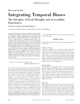 Integrating Temporal Biases the Interplay of Focal Thoughts and Accessibility Experiences Lawrence J