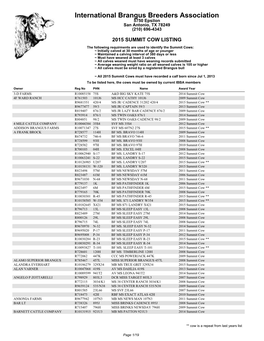 International Brangus Breeders Association 5750 Epsilon San Antonio, TX 78249 (210) 696-4343