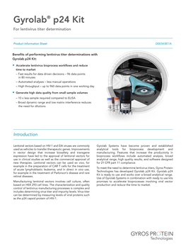 Gyrolab® P24 Kit for Lentivirus Titer Determination