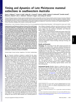 Timing and Dynamics of Late Pleistocene Mammal Extinctions in Southwestern Australia