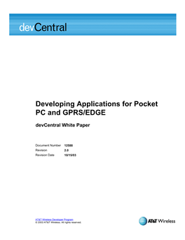 Developing Applications for Pocket PC and GPRS/EDGE Devcentral White Paper