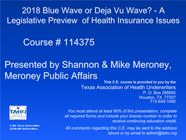 Course # 114375 Presented by Shannon & Mike Meroney, Meroney