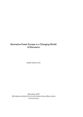 Normative Power Europe in a Changing World: a Discussion