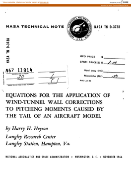 Equations for the Application of to Pitching Moments