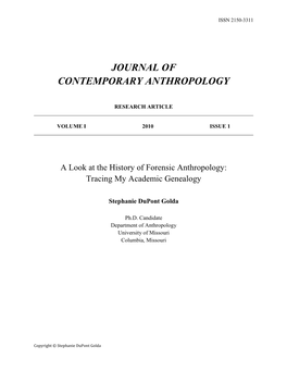 A Look at the History of Forensic Anthropology: Tracing My Academic Genealogy