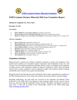 EMD Uranium (Nuclear Minerals) Committee