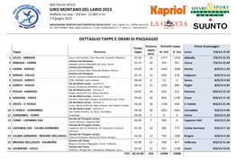 Giro Montano Del Lario 2013 Dettaglio Tappe E Orari Di