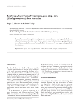 Centrolepidosporium Sclerodermum, Gen. Et Sp. Nov. (Ustilaginomycetes) from Australia