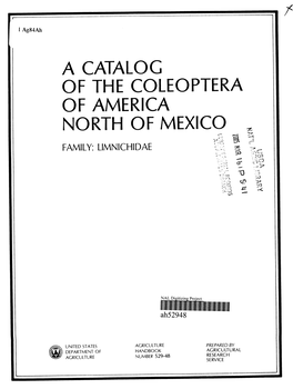 A Catalog of the Coleóptera of America North of Mexico X