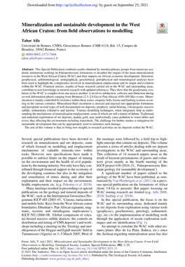 Mineralization and Sustainable Development in the West African Craton: from ﬁeld Observations to Modelling