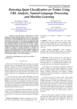 Detecting Spam Classification on Twitter Using URL Analysis, Natural Language Processing and Machine Learning