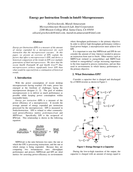 Energy Per Instruction Trends in Intel® Microprocessors