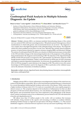 Cerebrospinal Fluid Analysis in Multiple Sclerosis Diagnosis: an Update