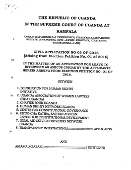 The Republic of Uganda in the Supreme Court of Uganda at Kampala