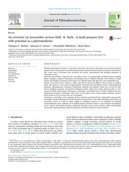 An Overview on Leucosidea Sericea Eckl. Ampamp; Zeyh