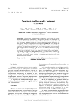 Persistent Strabismus After Cataract Extraction