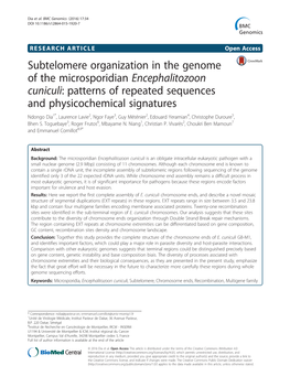 Subtelomere Organization in the Genome of the Microsporidian Encephalitozoon Cuniculi: Patterns of Repeated Sequences and Physic