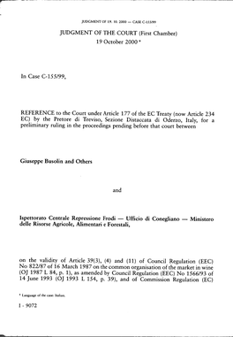 JUDGMENT of the COURT (First Chamber) 19 October 2000 *