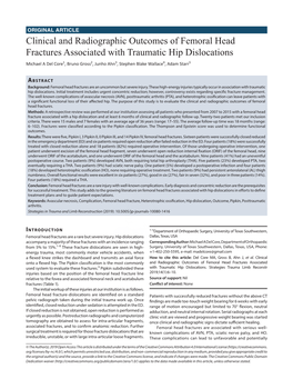 Clinical and Radiographic Outcomes of Femoral Head Fractures