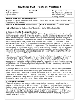 MDF Monitoring Visit Report