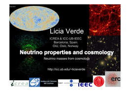 Licia Verde ICREA & ICC-UB-IEEC Barcelona, Spain Oiu, Oslo, Norway