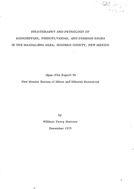 Stratigraphy and Petrology of Mississippian, Pennsylvanian And