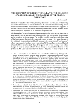 The Reception of International Law in the Domestic Law of Sri Lanka in the Context of the Global Experience M