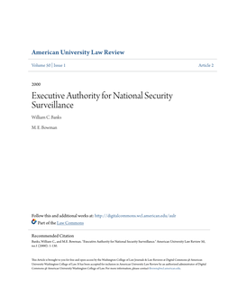 Executive Authority for National Security Surveillance William C