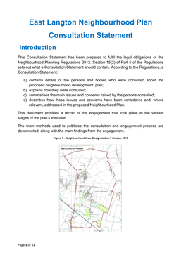 East Langton Neighbourhood Plan Consultation Statement Introduction