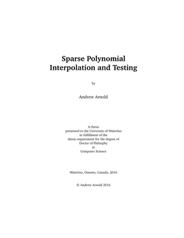 Sparse Polynomial Interpolation and Testing