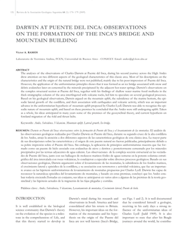 Darwin at Puente Del Inca: Observations on the Formation of the Inca's Bridge and Mountain Building