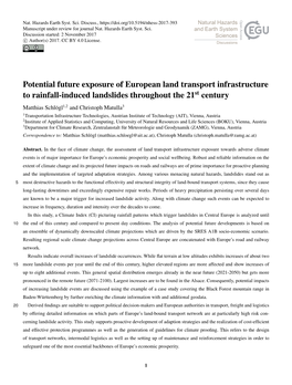 Potential Future Exposure of European Land Transport Infrastructure To