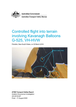 Controlled Flight Into Terrain Involving Kavanagh Balloons, G-525, VH