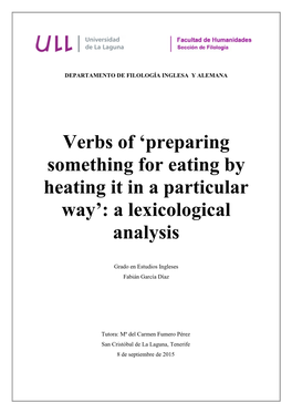 Verbs of 'Preparing Something for Eating by Heating It in a Particular