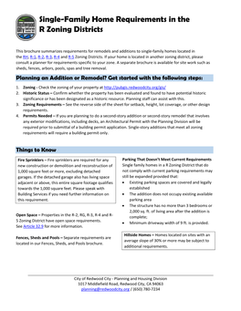 Single-Family Home Requirements in the R Zoning Districts