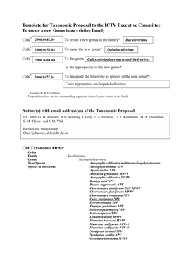 Template for Taxonomic Proposal to the ICTV Executive Committee to Create a New Genus in an Existing Family