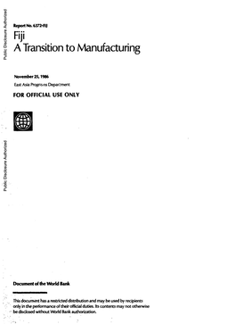 Fiji a Transition to Manufacturing